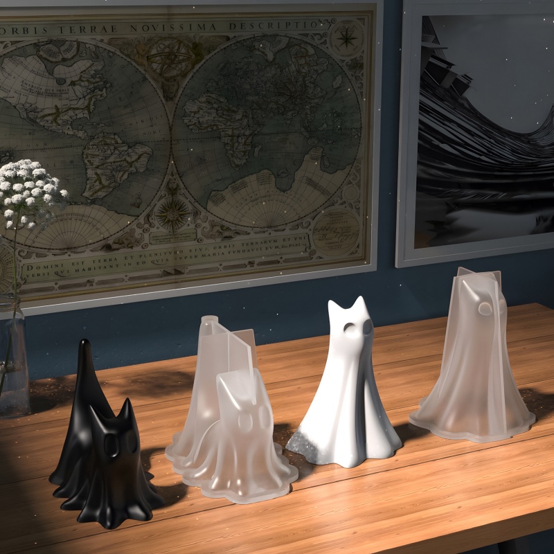 Ghost Cat ฮาโลวีนเดสก์ท็อปเครื - Candle Making Tutorial บทวิจารณ์และราคา